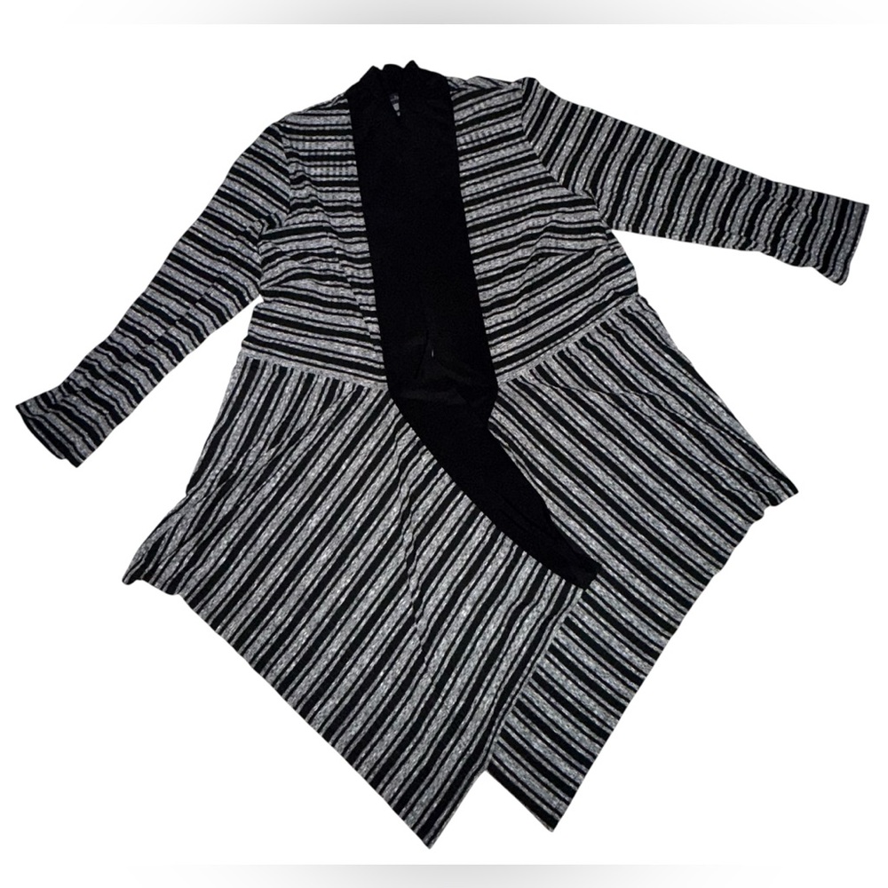 Women’s R&M Richards Size 1X Open Black & Gray Cardigan Sweater 1X